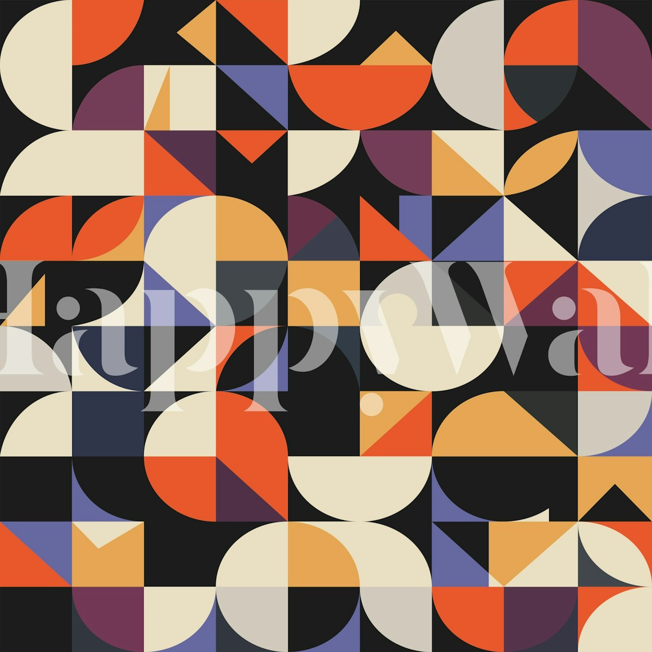 Colorful geometric shapes in vibrant colors on a black background wallpaper