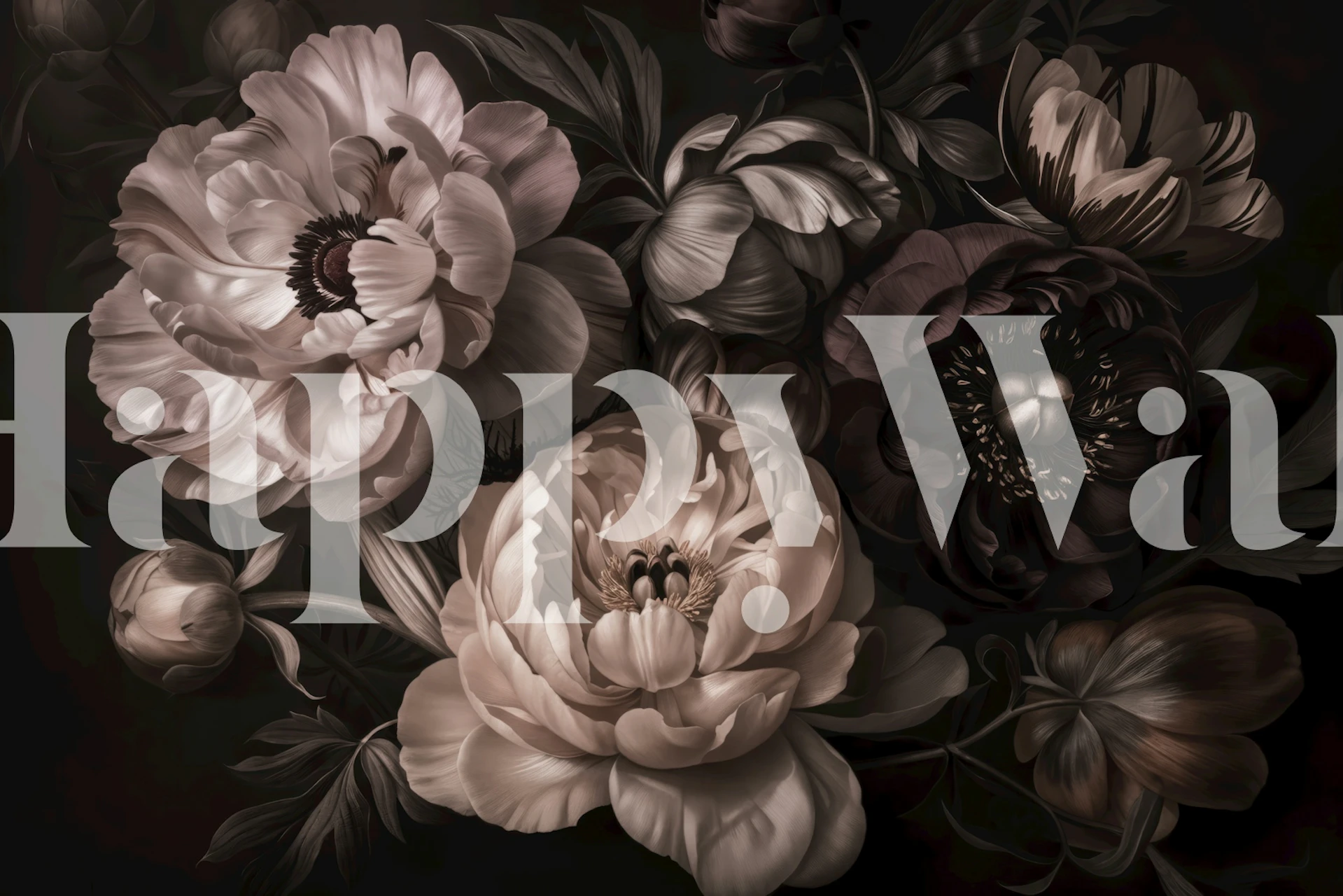 Dark moody floral behang in een stijlvolle kamer