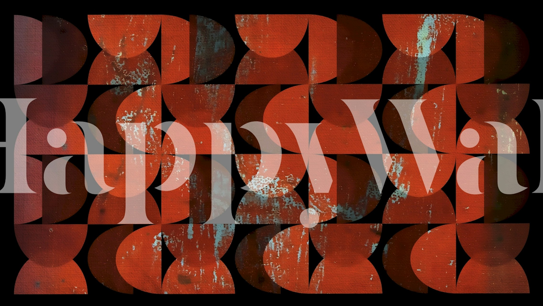 Geometric shapes in rusty orange and blue tones wall mural