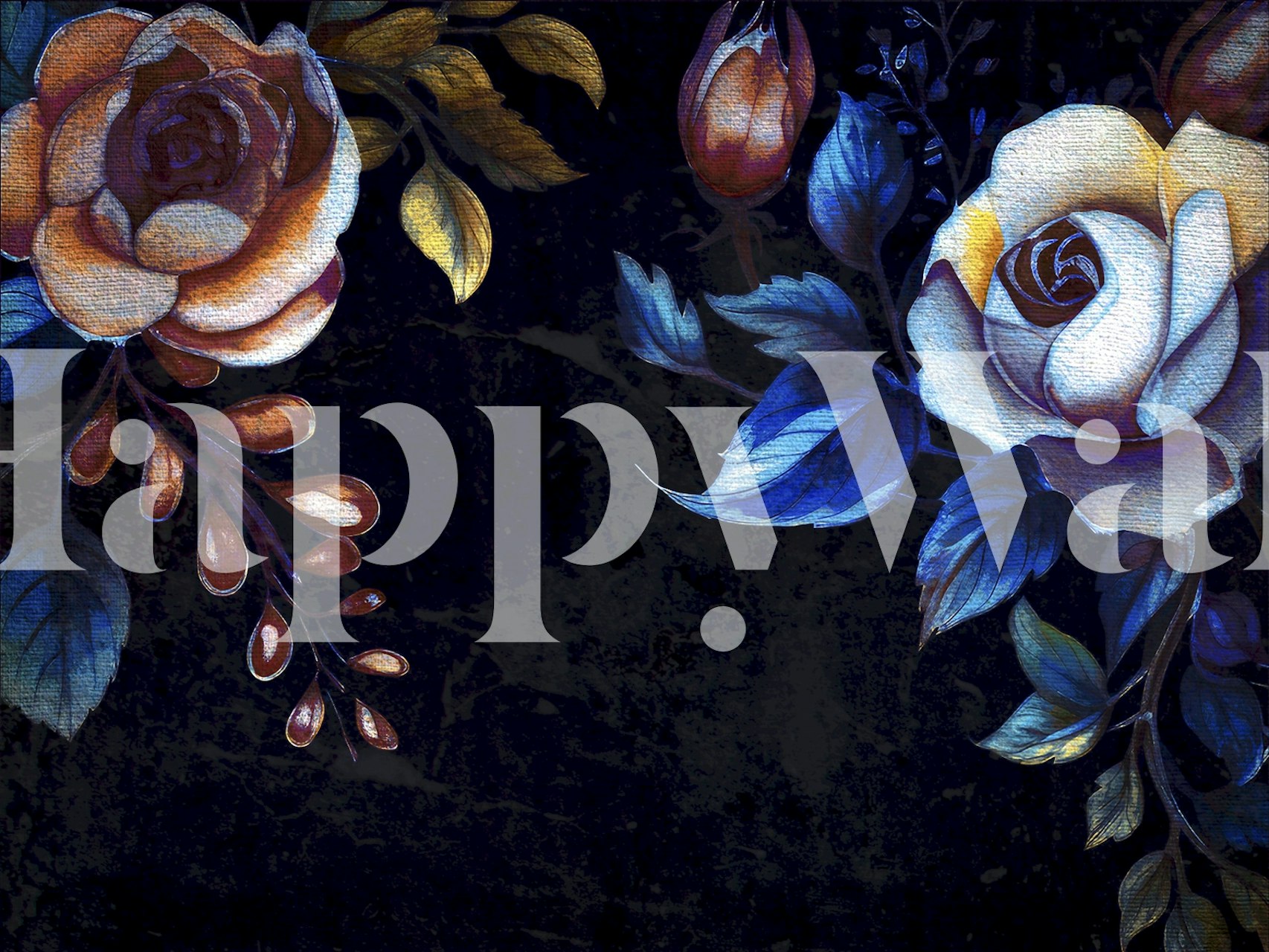 Papier peint Moody Midnight Flower Art dans une pièce