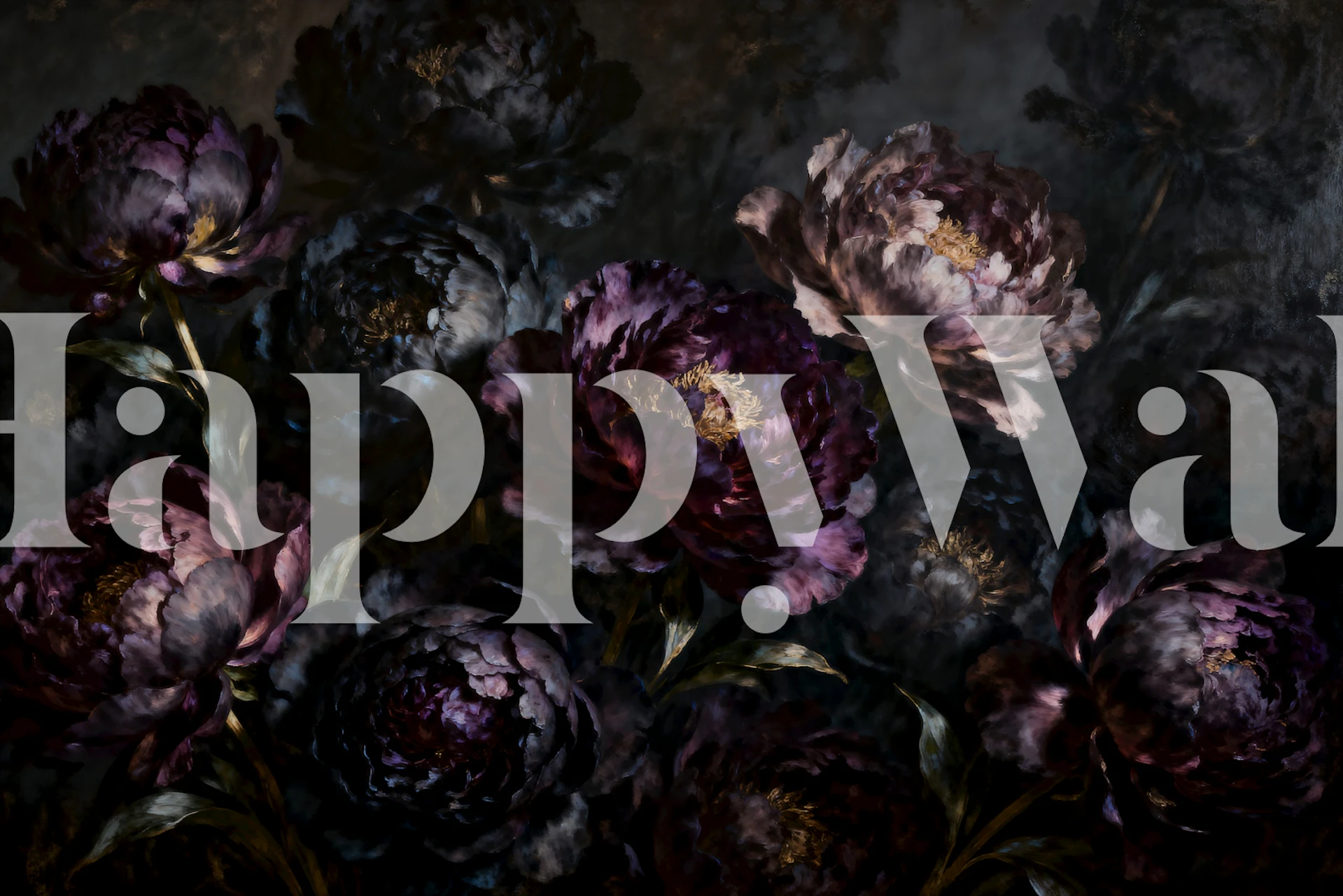 Tapeta Moody Midnight Flower Art w pokoju