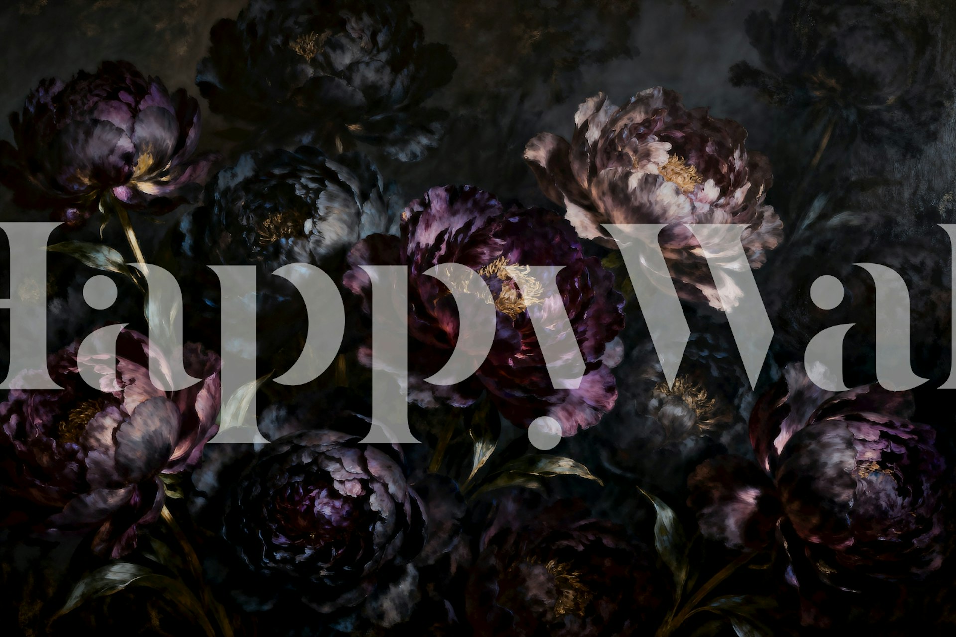 Tapeta Moody Midnight Flower Art w pokoju