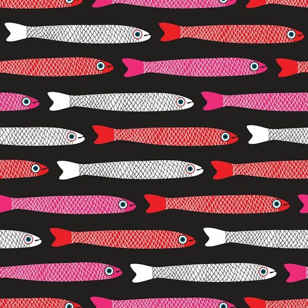 ANCHOVIES Retro Fish Horizontal Black