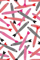 ANCHOVIES Retro Fish Tossed White behang