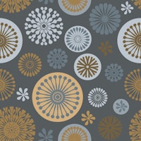 Retro Vibe Stylized Flowers Grey Beige tapete