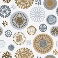 Retro Vibe Stylized Flowers Beige Grey Brown carta da parati