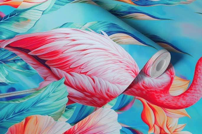 Floral Flamingo Havenwallpaper roll