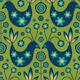 LOVE BIRDS Retro Scandi Floral Blue Green