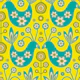 LOVE BIRDS Retro Scandi Floral Aqua Yellow