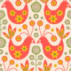 LOVE BIRDS Retro Scandi Floral Coral Cream