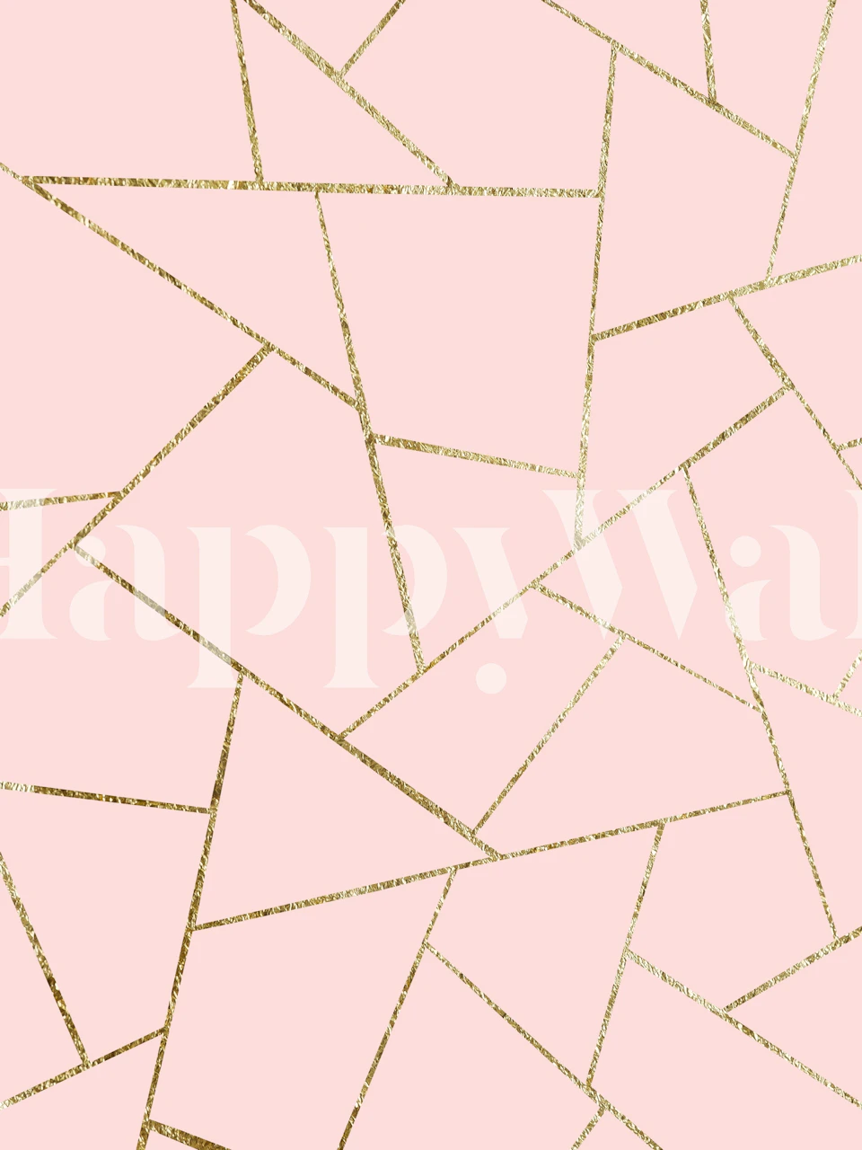 Blush Pink und Gold geometrische Tapete im Raum
