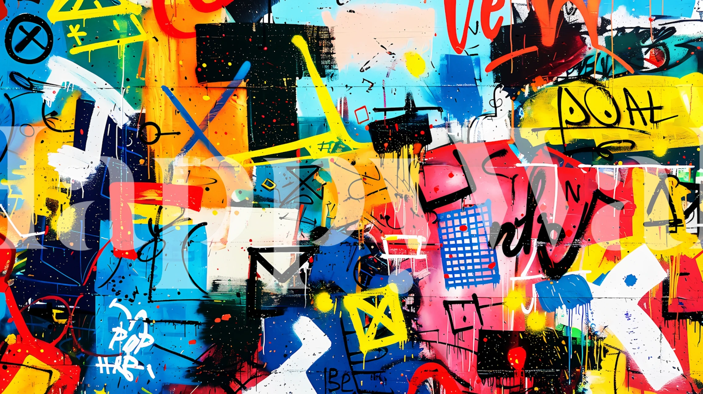 Urban style 3 colorful wallpaper in a room