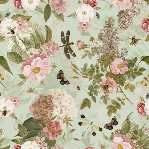 Redouté Springflowers And Butterflies Garden