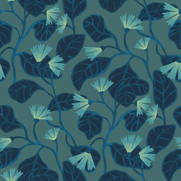 Alice Flowers and leaves Green