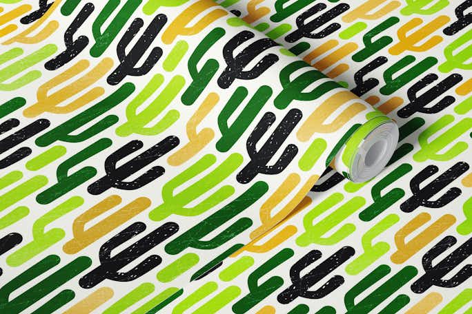 bold minimalist cacti greenwallpaper roll