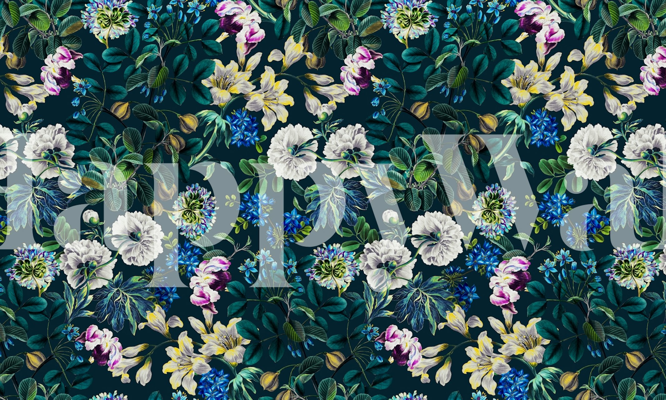 Chintzy Florals II wallpaper displayed in a room