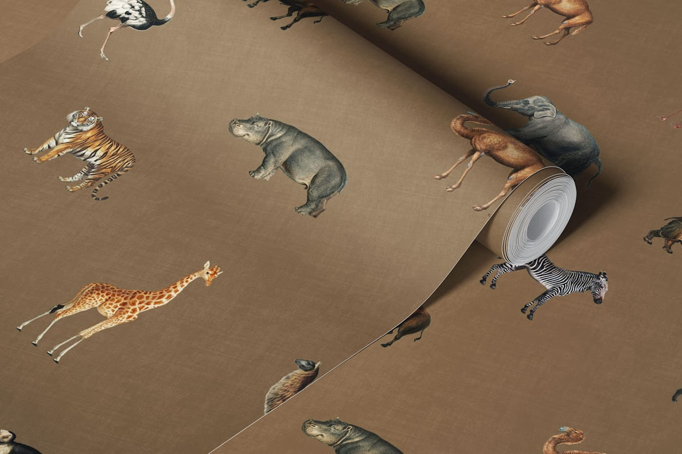 Savanna march in camel beige wallpaper roll