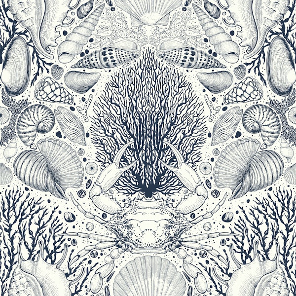 Beach treasures in navy and off white