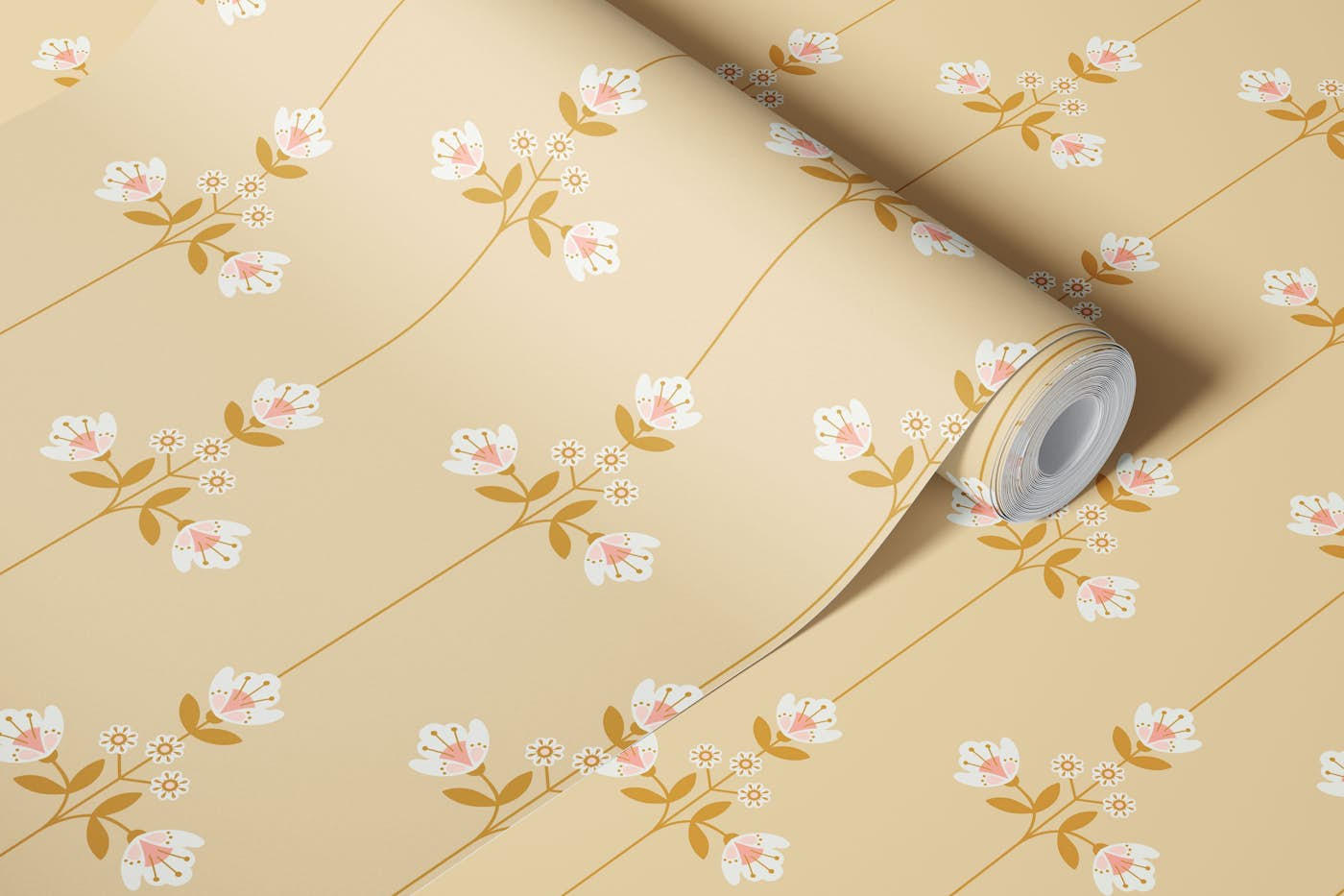 Garden Dreams, beige wallpaper roll