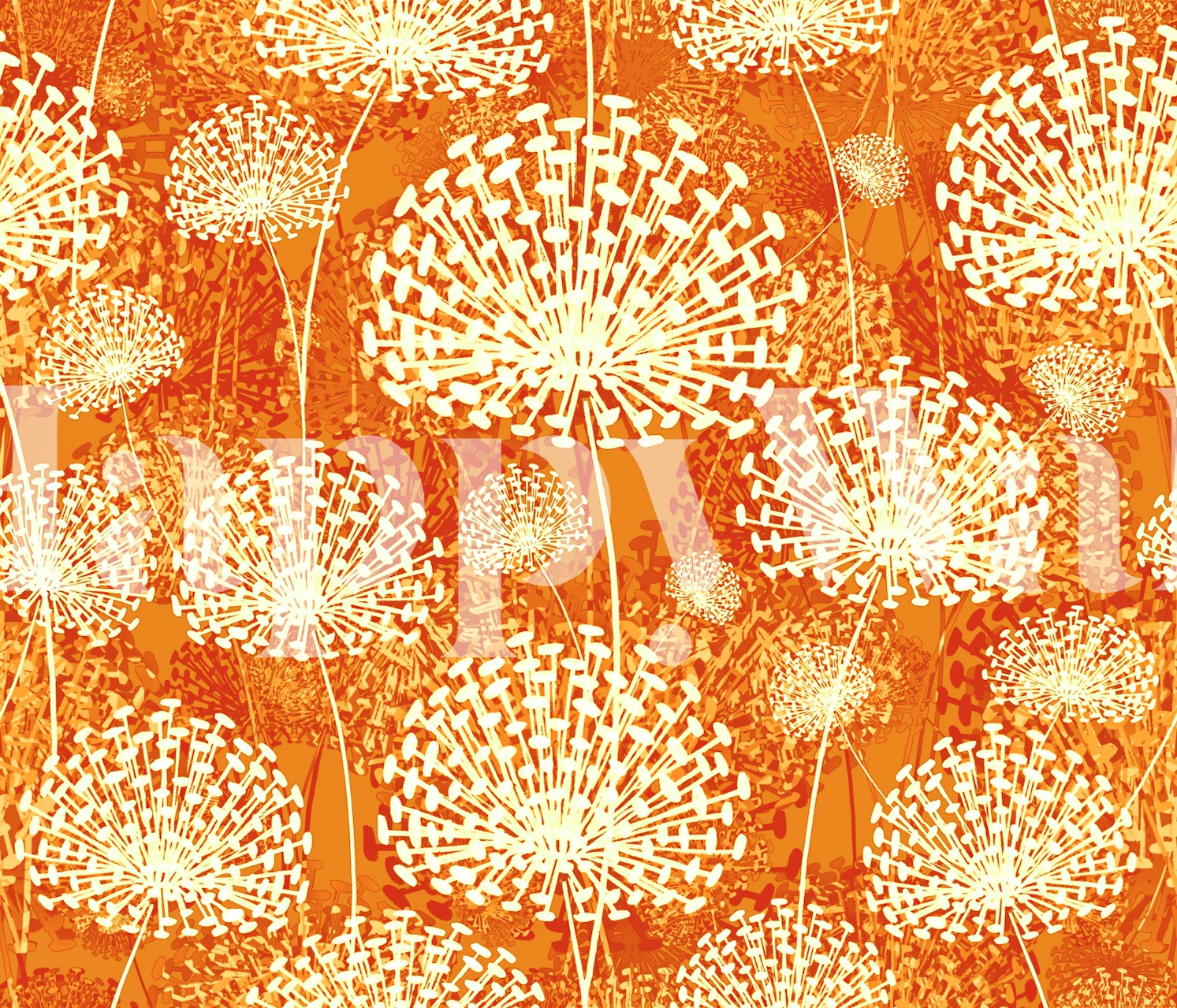 Dandelions Orange wallpaper pattern