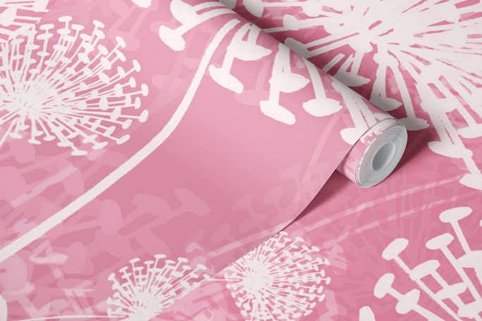 Dandelions Pinkwallpaper roll