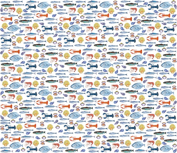 Shimmering Ocean Fish Scene on White