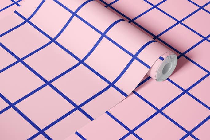 Blue on Pink Gridwallpaper roll