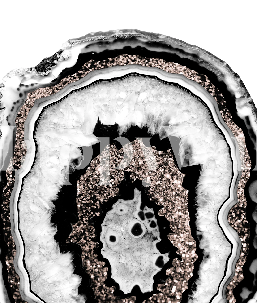 Carta da parati astratta con motivo agata grigia, nera e bianca