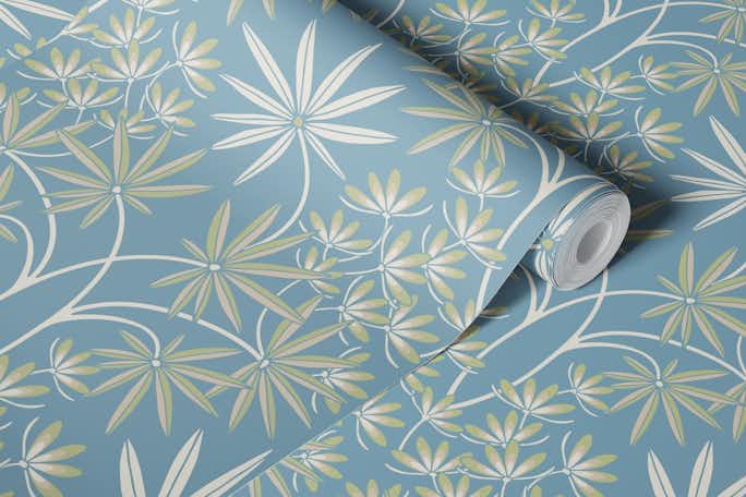 GLAMOUR Cottage Floral Damask - Light Bluewallpaper roll
