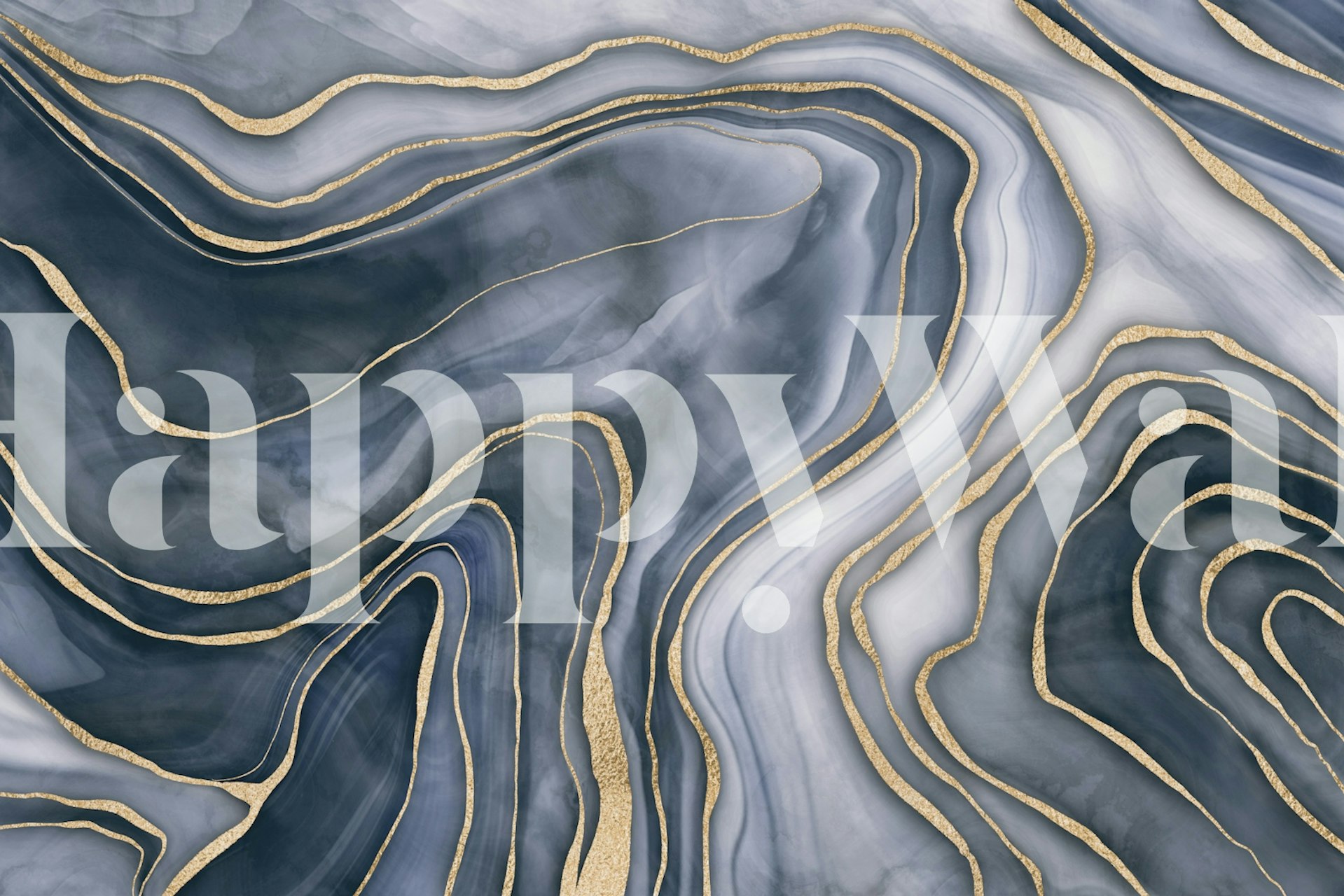 Navy and gold swirling marble pattern wallpaper