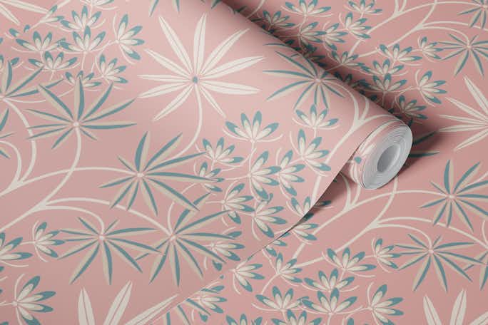 GLAMOUR Cottage Floral Damask - Dusky Pinkwallpaper roll