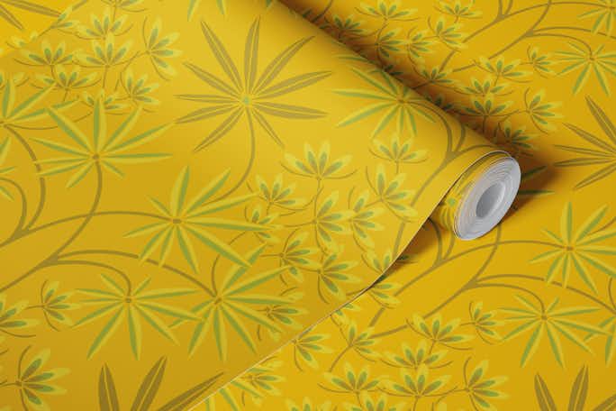 GLAMOUR Tropical Floral Damask - Deep Yellowwallpaper roll