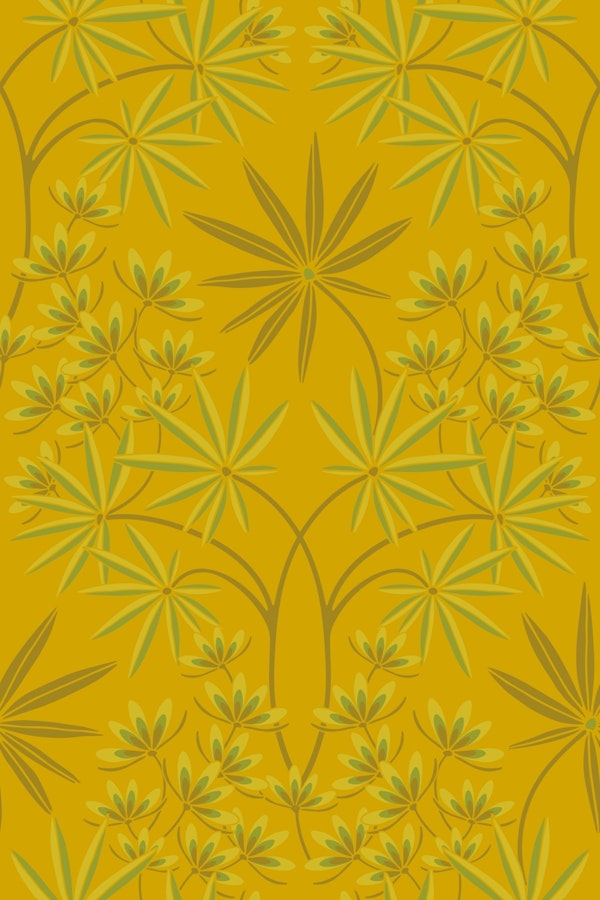 GLAMOUR Tropical Floral Damask - Deep Yellow