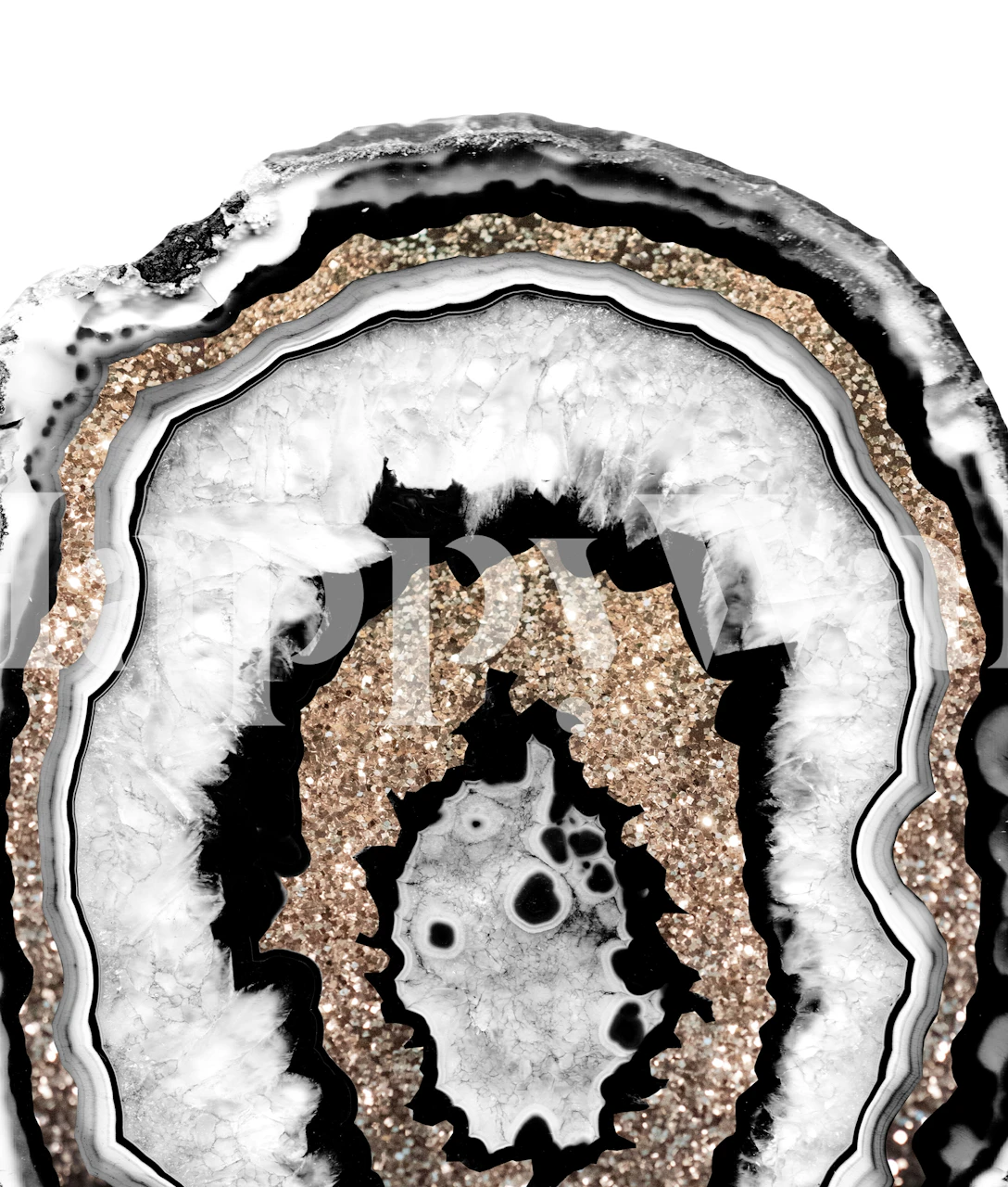 Carta da parati motivo Gray Black White Agate in una stanza