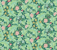 Victorian Leicester pattern on Teal wallpaper