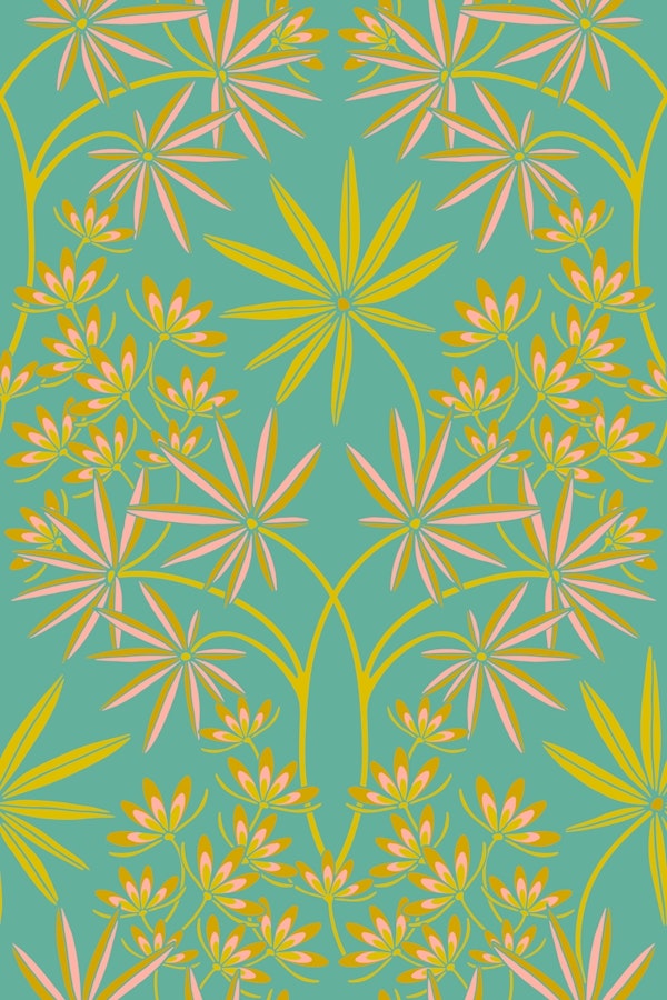 GLAMOUR Tropical Floral Damask - Turquoise