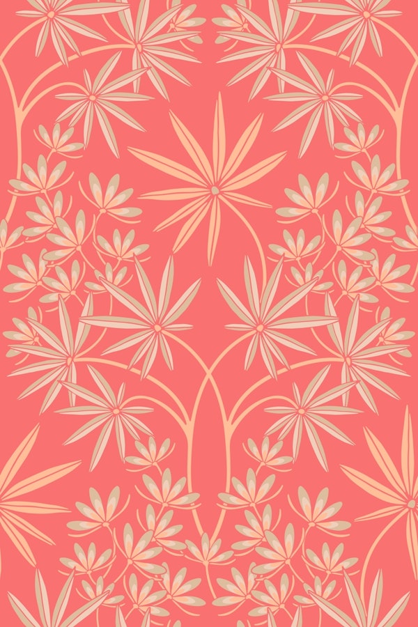 Glamour Warm Floral Damask Peach Fuzz Orange