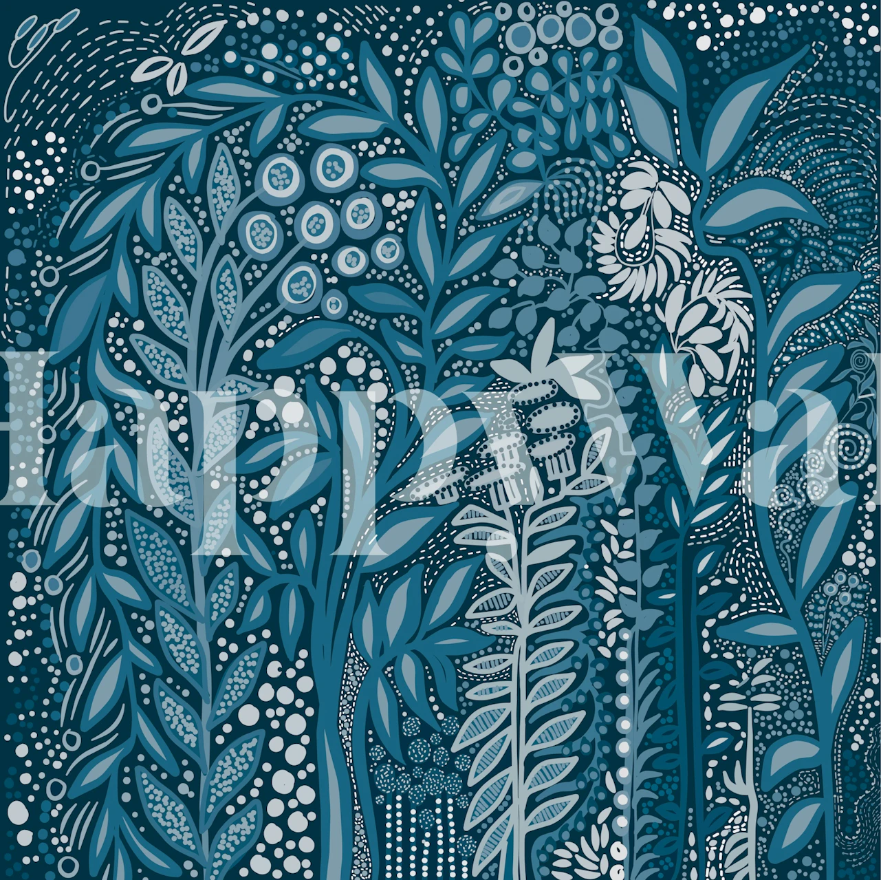 Vanda Coerulea orchid forest wall mural in serene twilight hues