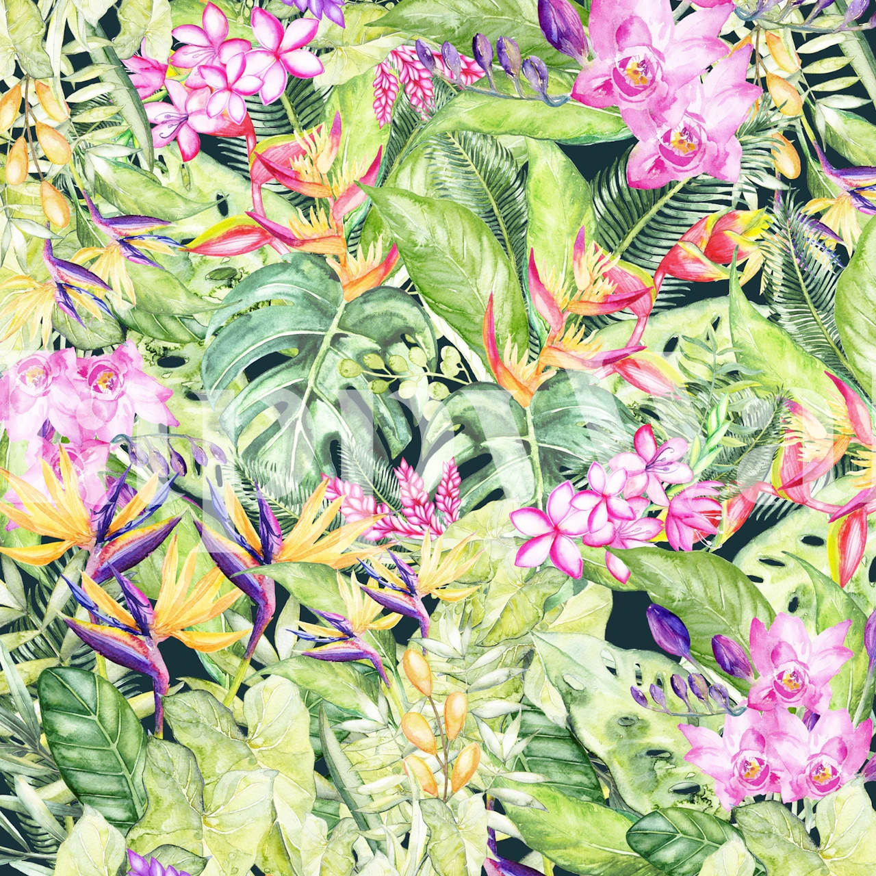 Tropical garden wallpaper design in a room