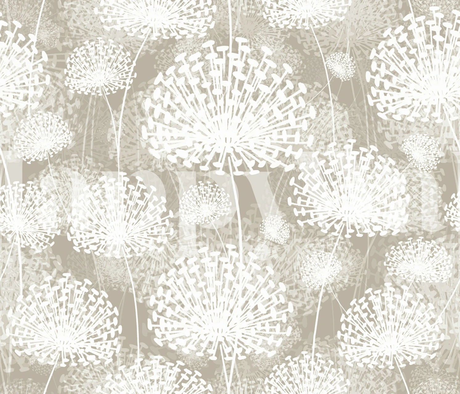 Beige floral dandelion pattern wallpaper