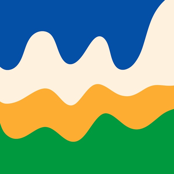 Abstract modern shapes blue, yellow, green