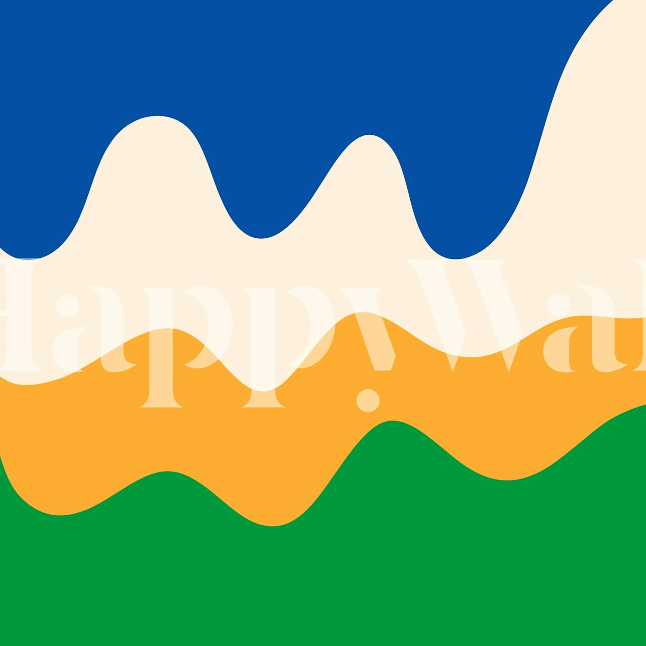 Vibrante abstrakte Tapete in Abstract modern shapes blue, yellow, green