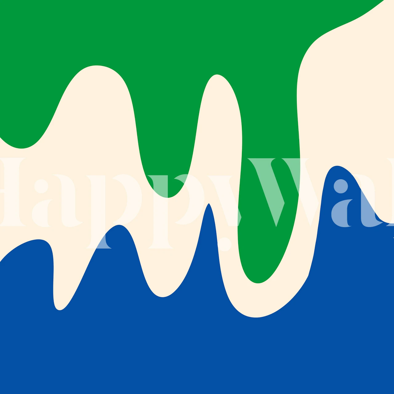 Abstract modern shapes blue and green behang