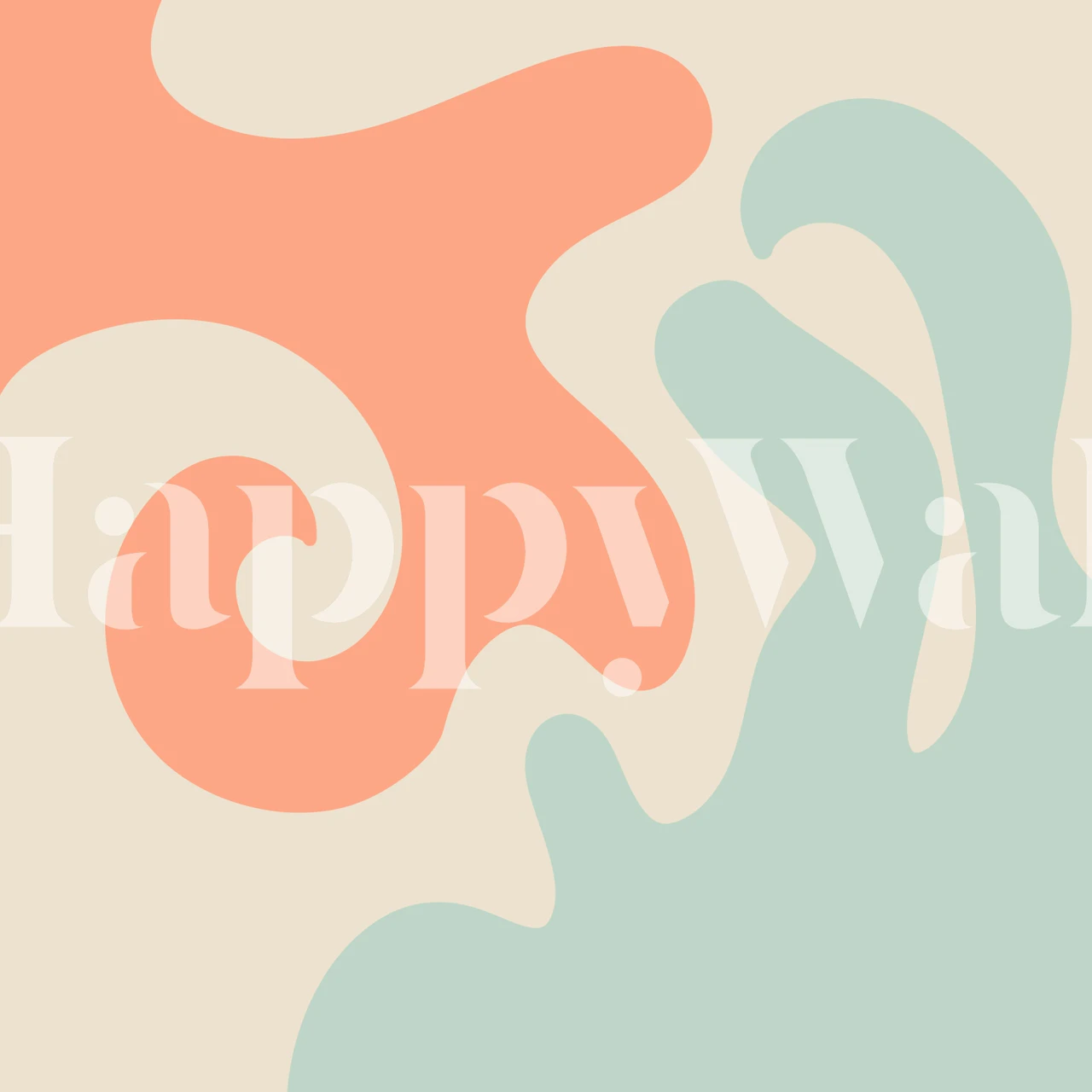 Abstract shapes in peach and aqua on a beige background wallpaper