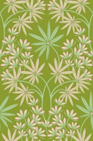 GLAMOUR Cottage Floral Damask - Spring Green behang