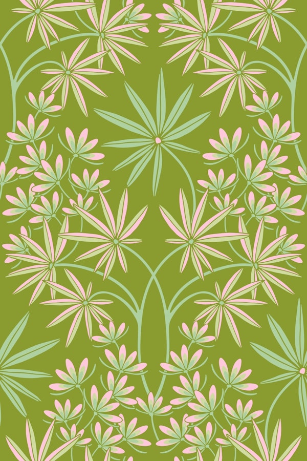 GLAMOUR Cottage Floral Damask - Spring Green