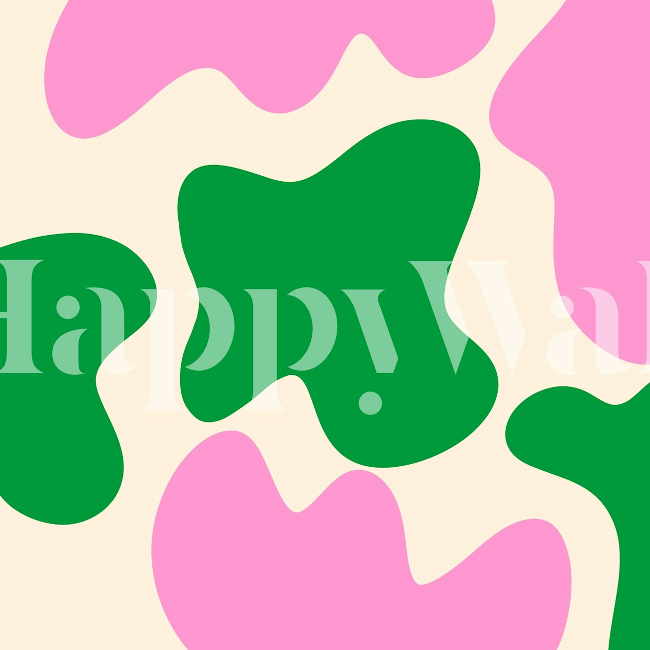 Abstract blobs in pink and green on a beige background wallpaper