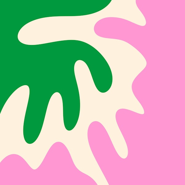 Abstract modern blobs green and pink
