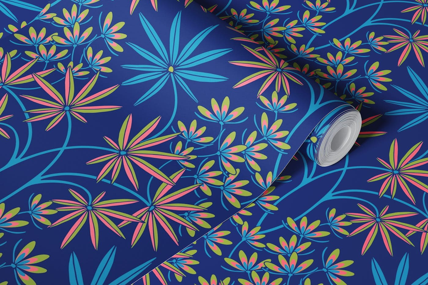 GLAMOUR Maximalist Floral Damask - Royal Blue wallpaper roll