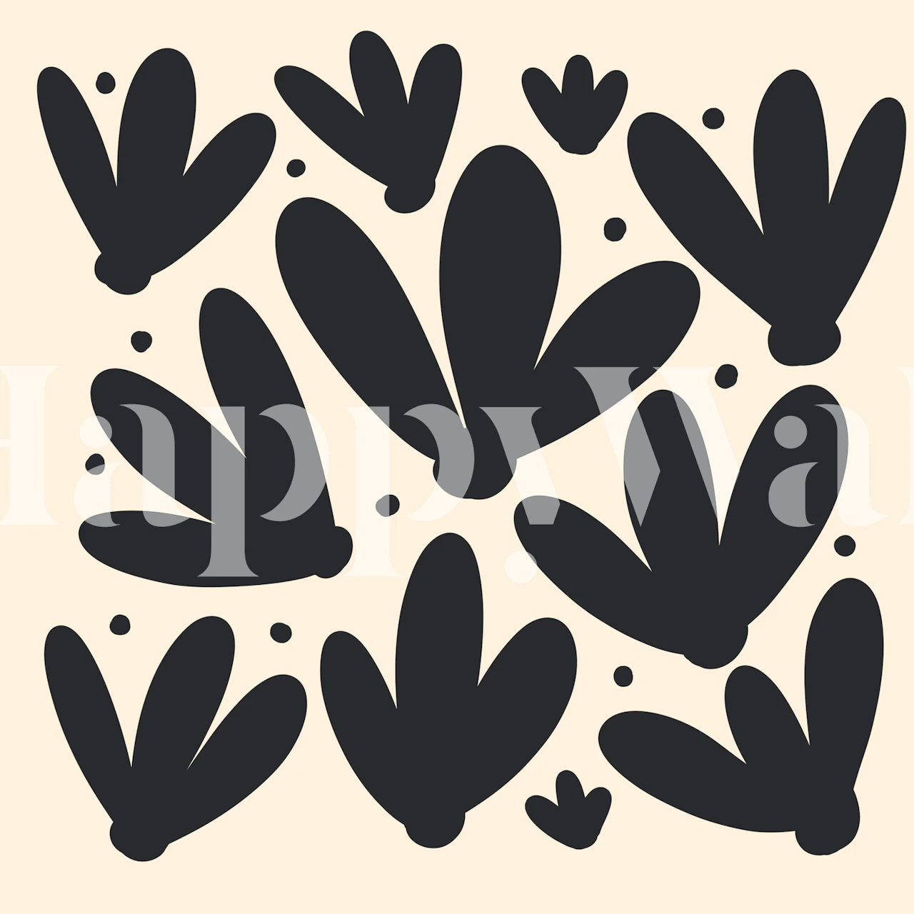 Abstract monochrome tulip wallpaper in a room